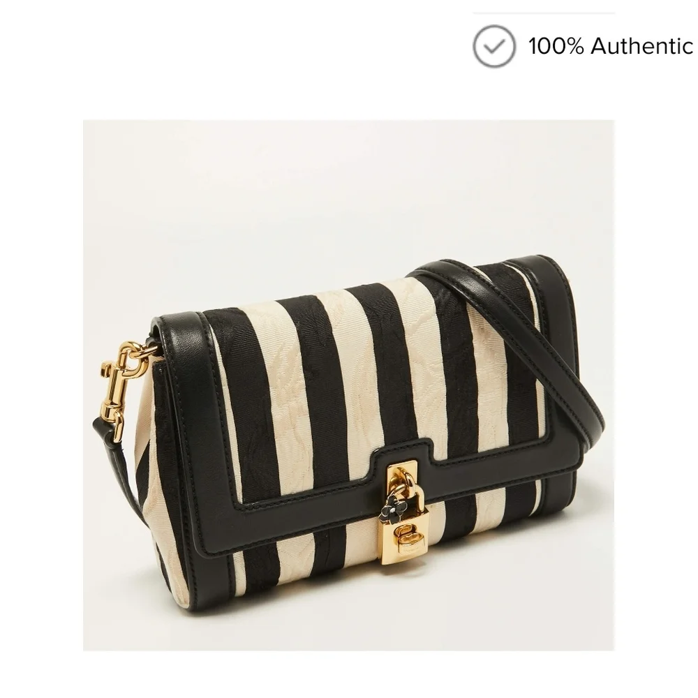 D&G Black and Cream Striped Shoulder Bag - Picture 12 of 14